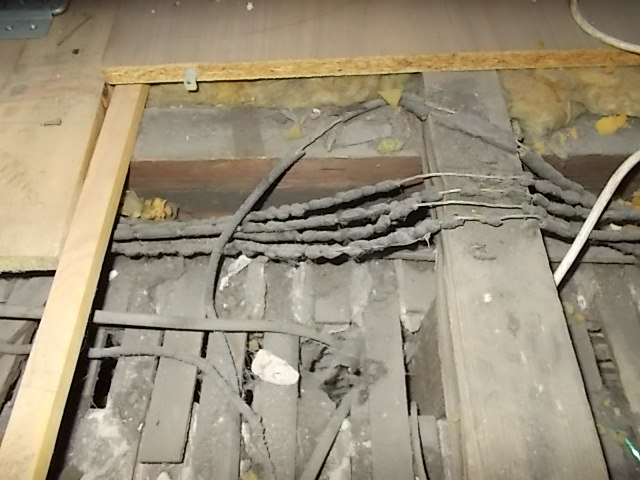 Old electrics and ceiling laths